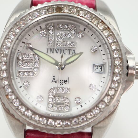 Invicta Angel Womens Watch 38mm MOP Dial 1118 Extra Leather Strap w/ New Battery main image 12